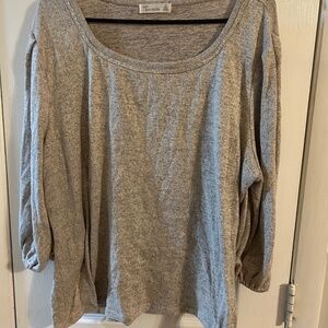 Grey Quarter length sleeve super soft crew neck rhinestone sweater